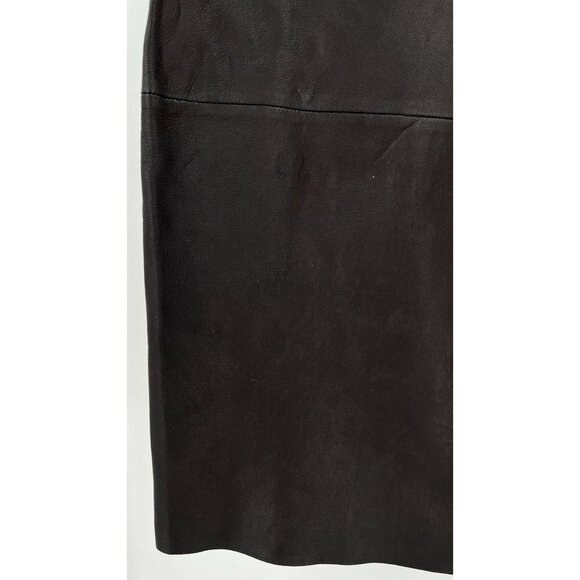 Trouve Black Leather Pointe Skirt Size 2 Pencil Straight Diagonal Zip Hem - Picture 5 of 12